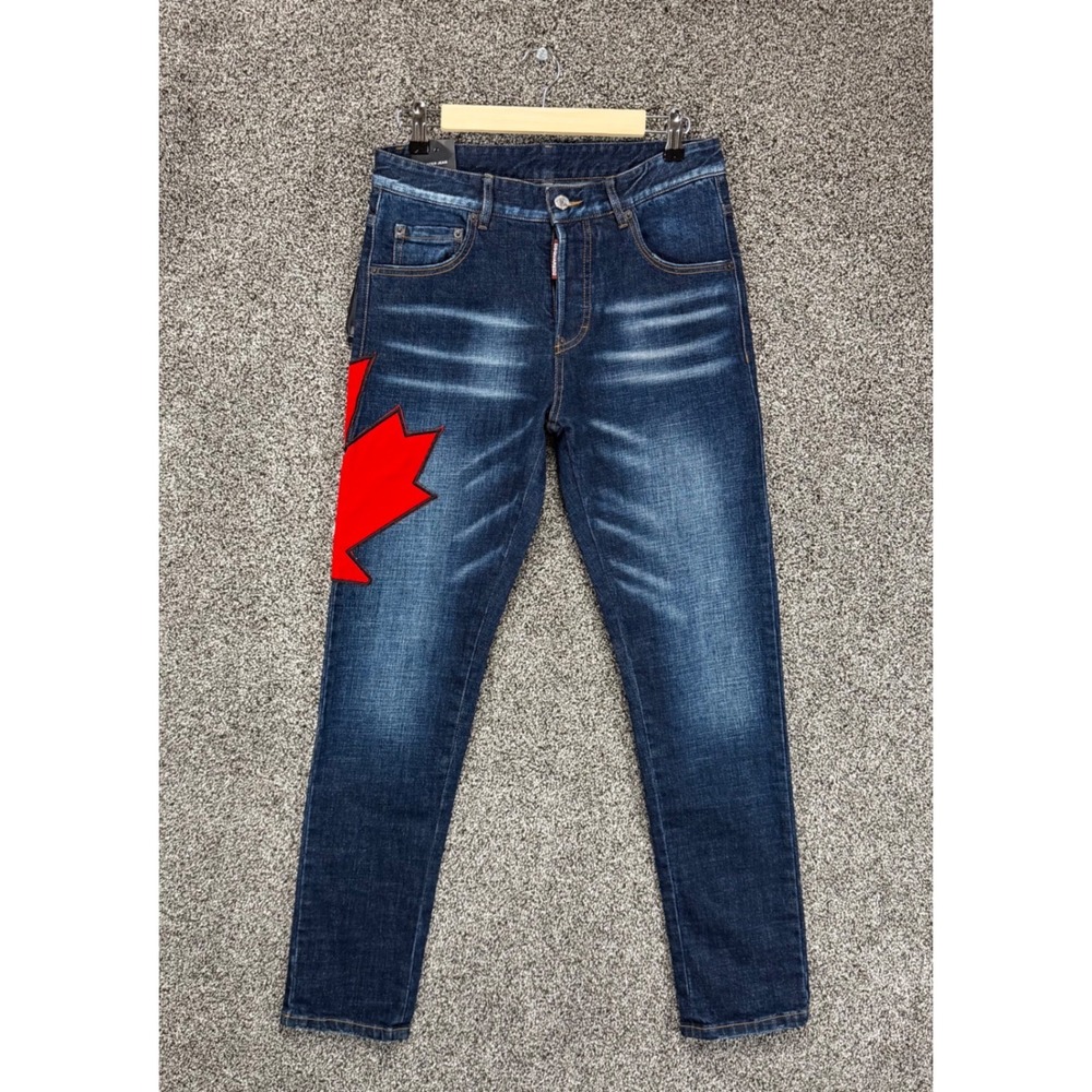 Dsquared2 Skater Jeans Mens 30/30 Slim Fit Blue Stretch Maple Leaf Made In Italy